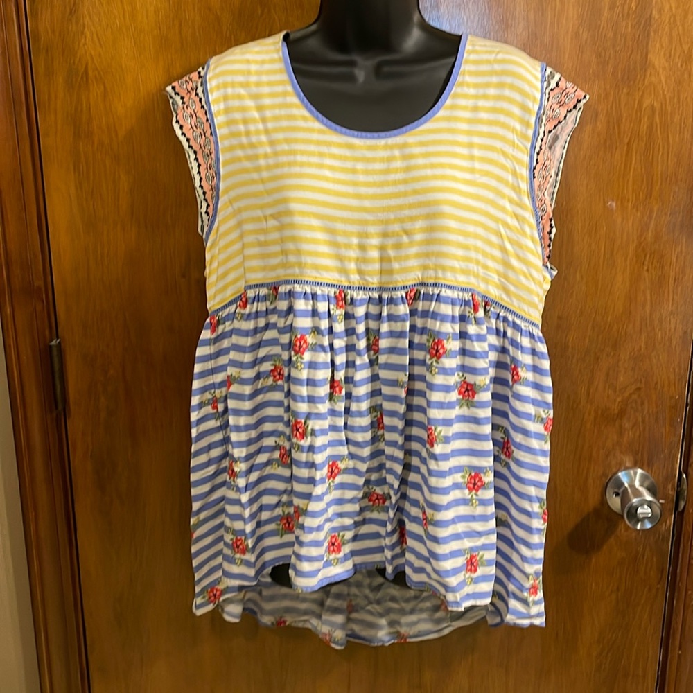 Matilda Jane Yellow, Blue & Red Striped Floral Tunic